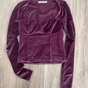 Abercrombie & Fitch Velvet Long Sleeve Top in Deep Purple